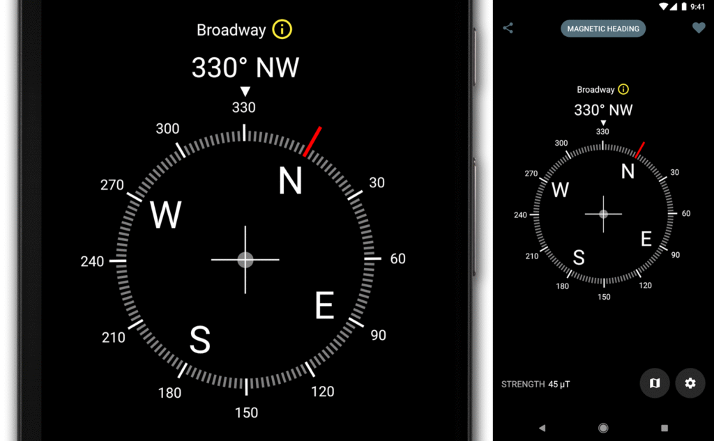 اپلیکیشن digital compass محصولی از شرکت Axiomatic Inc